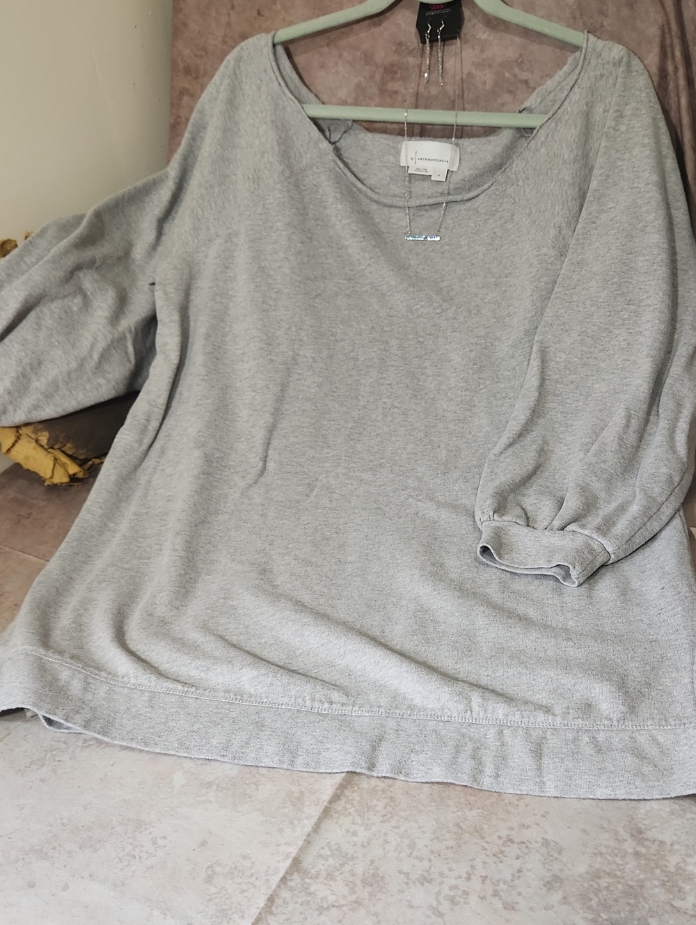 Anthropologie Womens Scoop Neck Sweatshirt Mini Dress